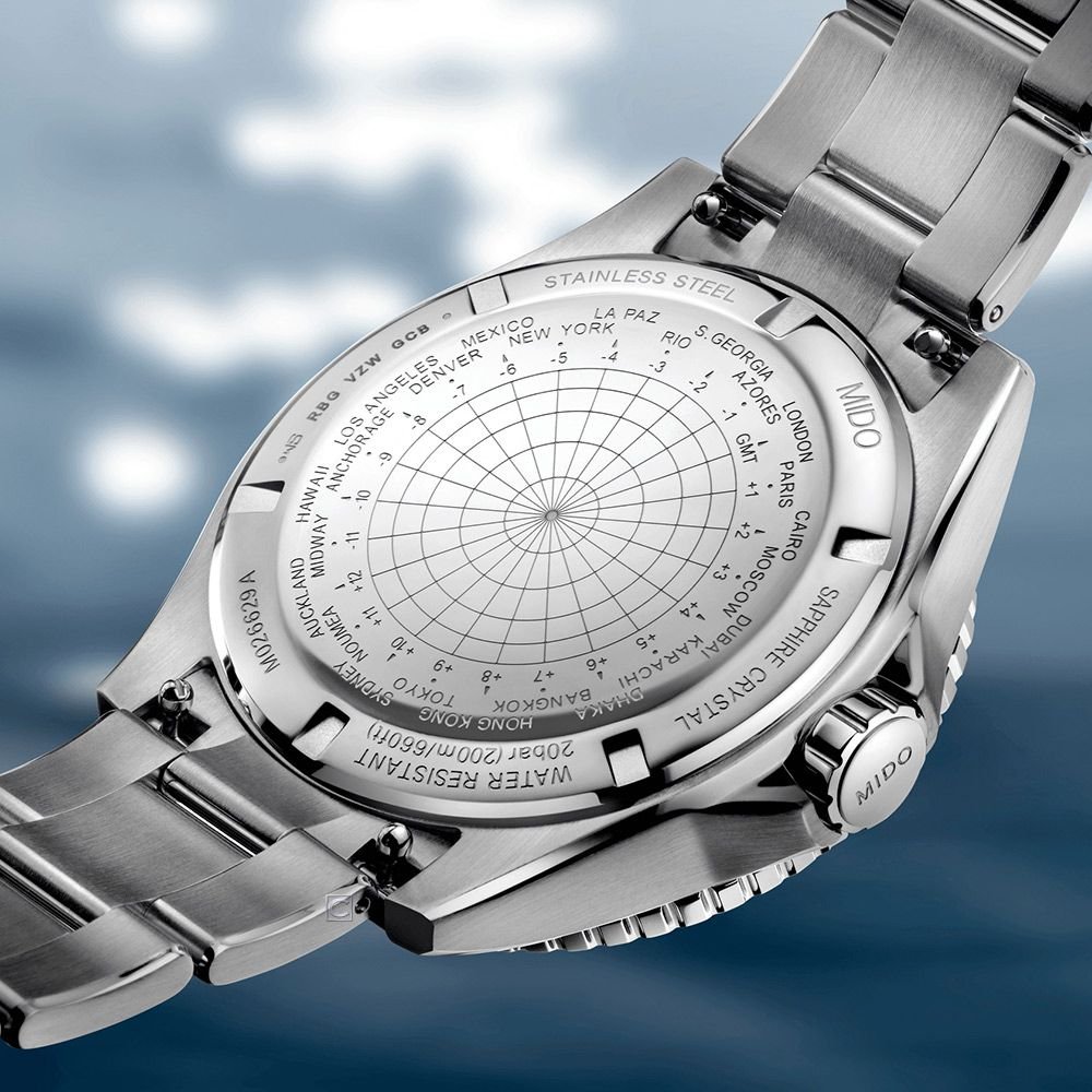 MIDOAPPHIRE CRYSDHAKAKARACHIMOSCOW CAIROMIDOLONDONAZORESPARISGMT++5WATER RESISTANT20bar (200m/660ft)HONG KONGBANGKOK+7TOKYO6+8++10 +11NOUMEA+12MIDWAYRBG GCBMEXICO 3ANCHORAGE6-STAINLESS STEELNEW YORKLA PAZRIOS.GEORGIAM026629 A