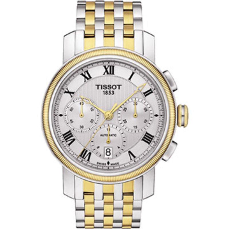 TISSOT 天梭Bridgeport 羅馬計時機械錶-銀x雙色版/42mm T0974272203300